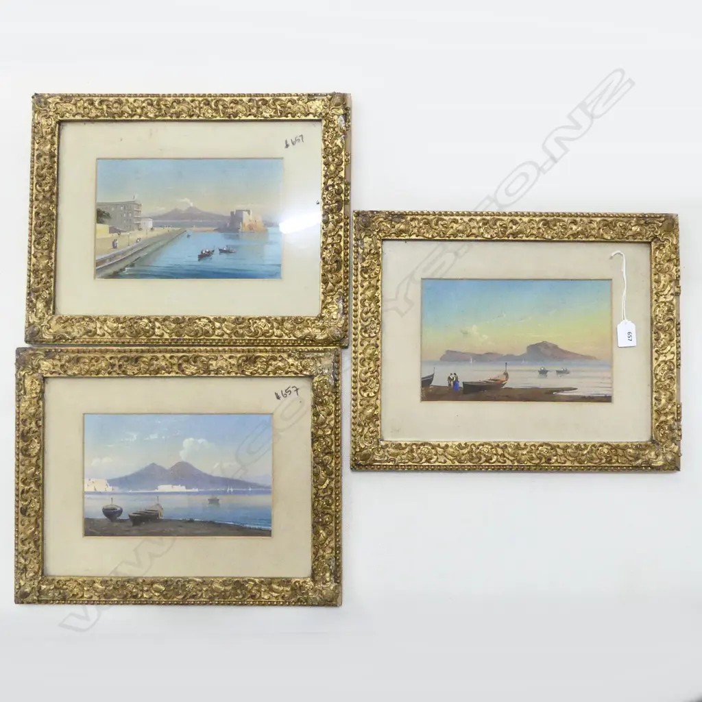 3 VINTAGE ITALIAN GOUACHE ARTWORKS 165x255mm Image 1++