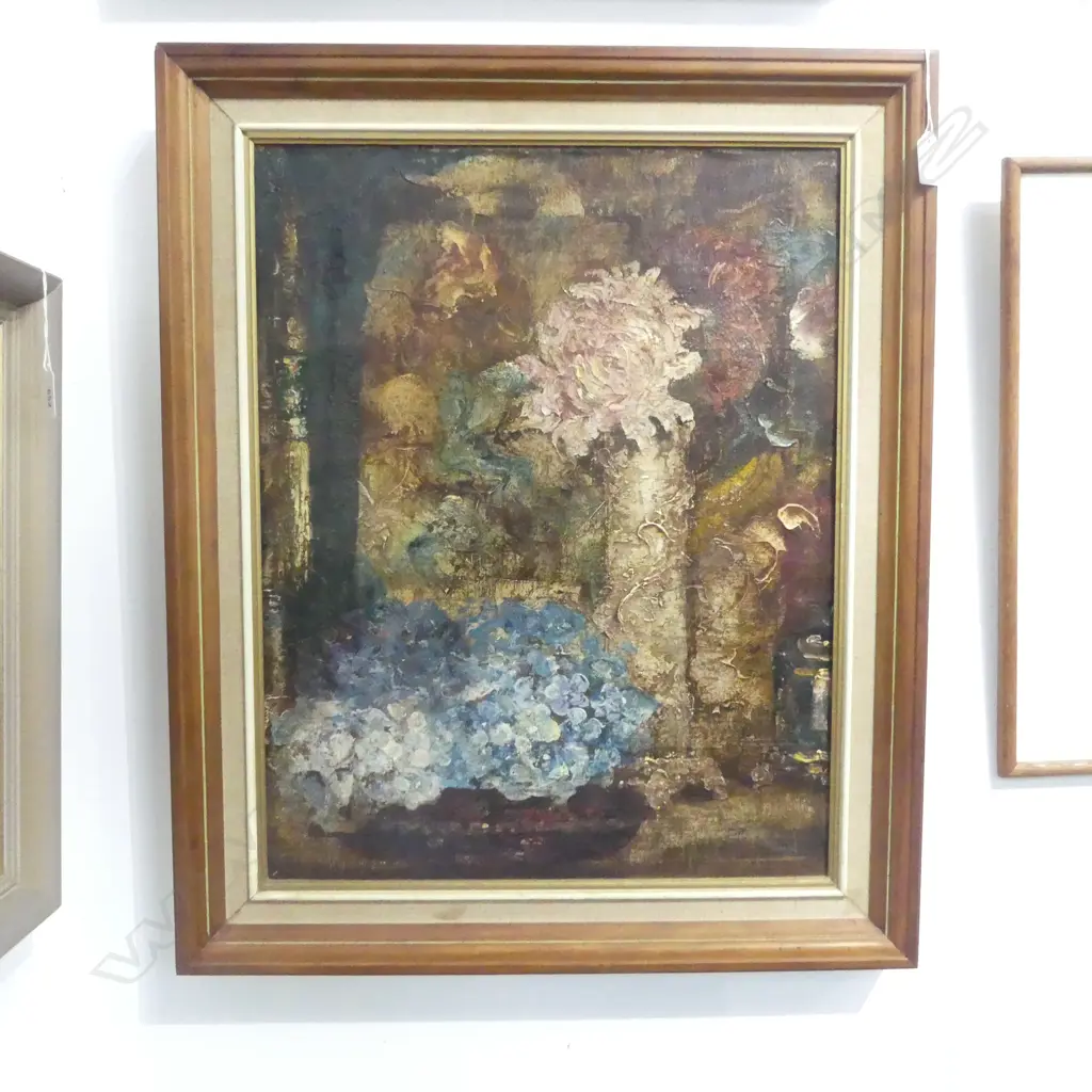 HENRY JOHN DYKMAN (1893-1972) STILL LIFE w. FLOWERS, OIL ON CANVAS 1945 540x420mm Image 1++