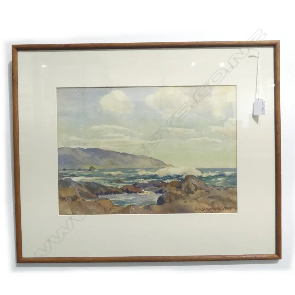 C. T. LAUGESEN 'WELLINGTON HEADS FROM ISLAND BAY' WC 1948 275x385mm Image 1++