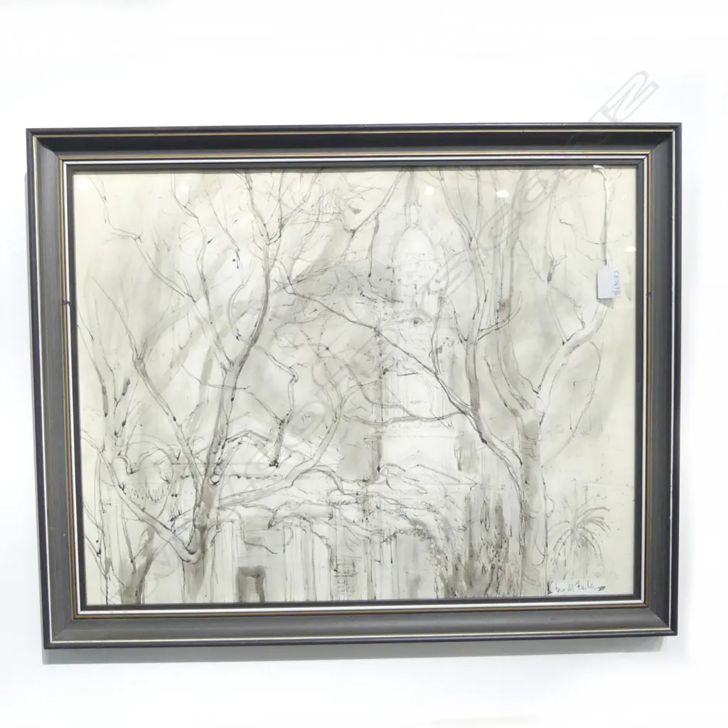 SHONA MCFARLANE, ST ANDREWS AUCKLAND, INK & WASH DRAWING 465x595mm Image 1++