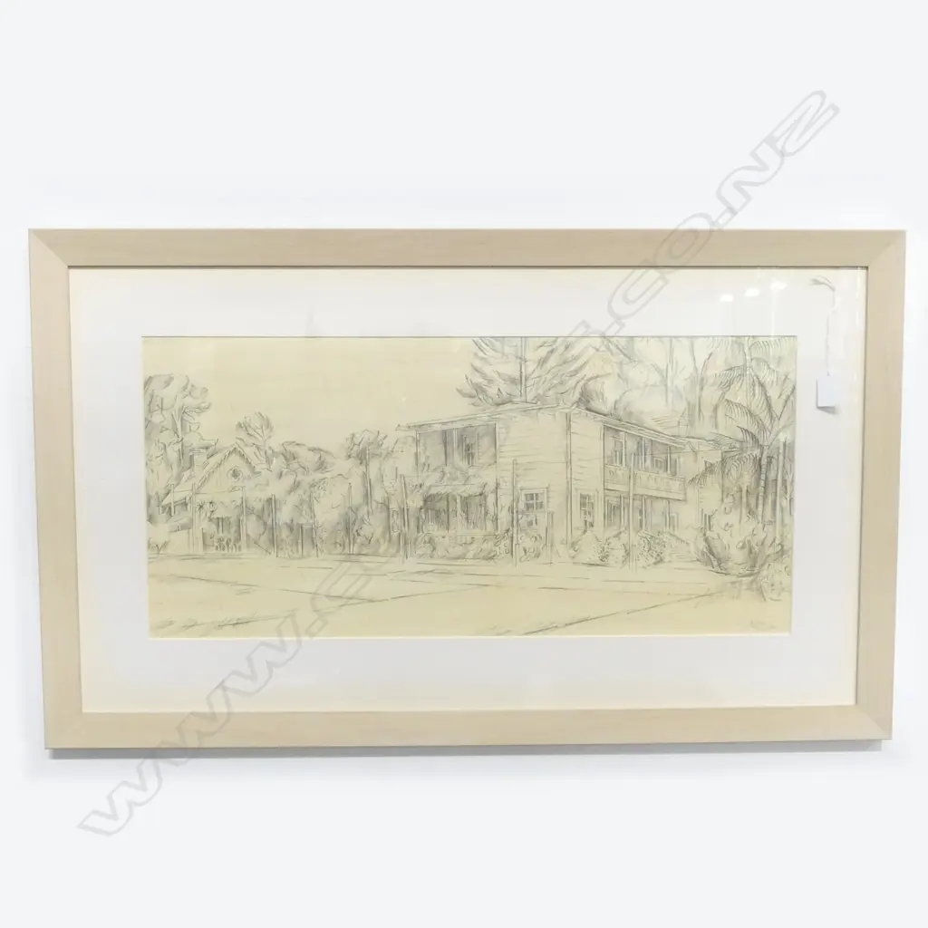 NELSON THOMPSON, UNTITLED STREET SCENE, PENCIL DRAWING 310x670mm Image 1++