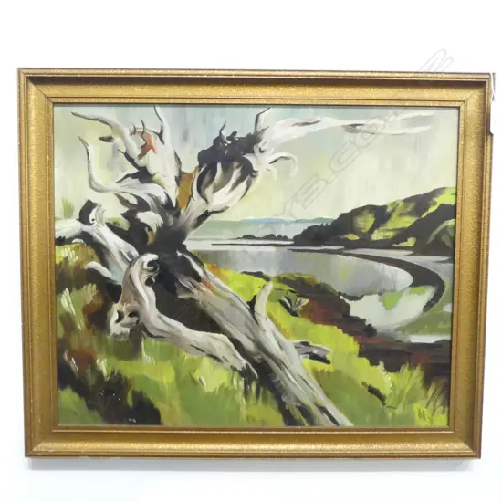 J. H. 1965 LANDSCAPE OIL ON BOARD 375x465mm