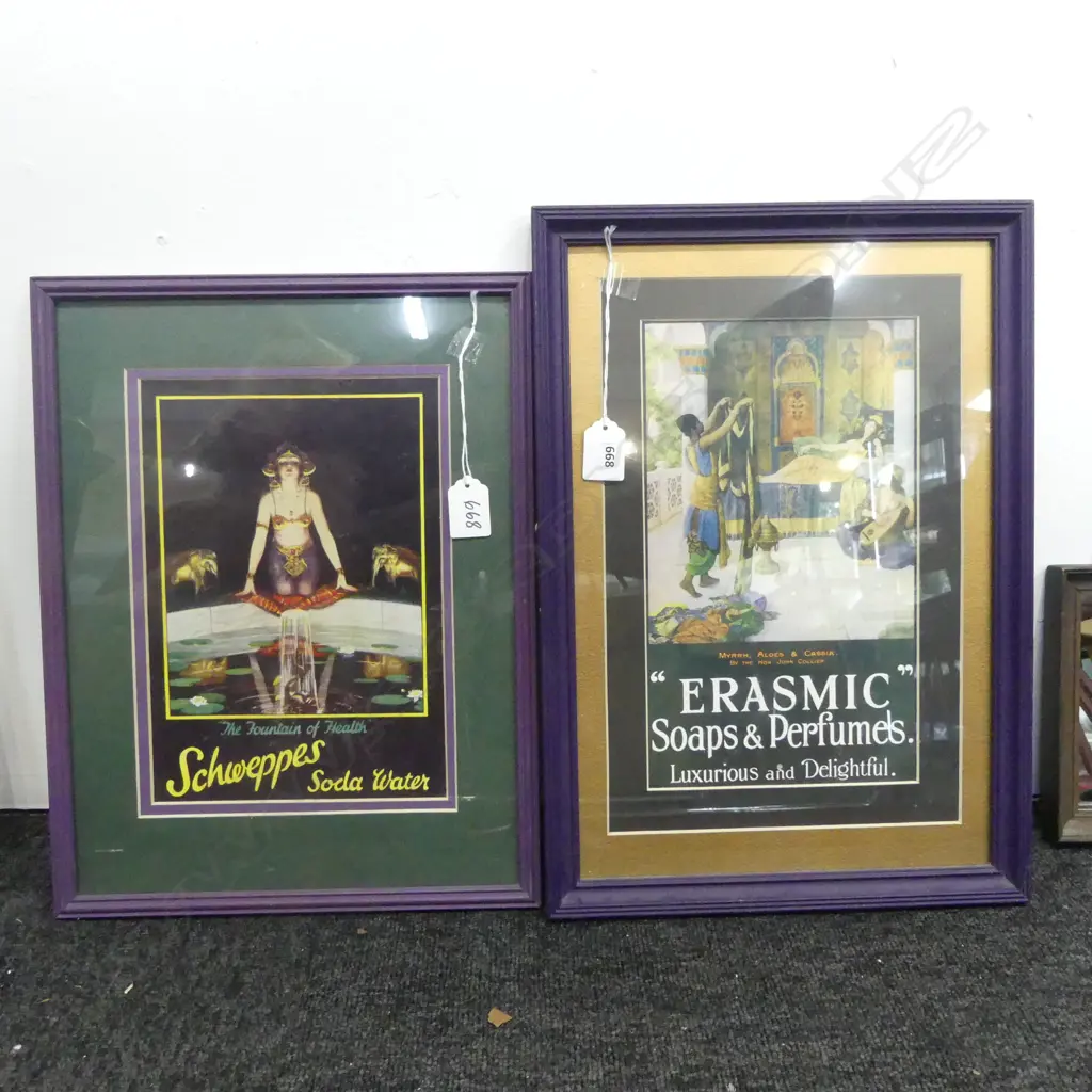 2 FRAMED ADVERTISING PRINTS 280x160mm Image 1++