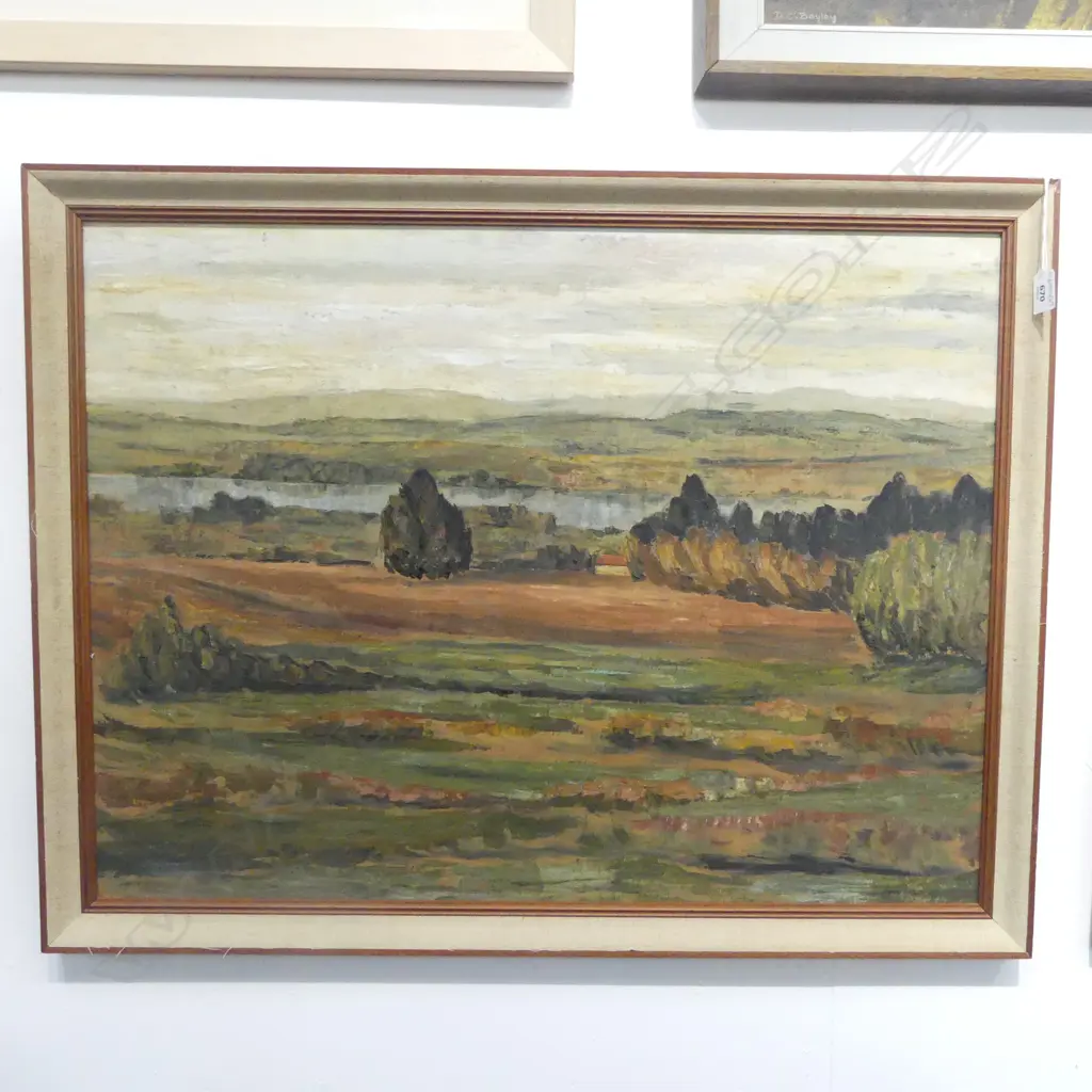JUNE SHIEFF, LANDSCAPE, OIL ON BOARD 1971 550x730mm Image 1++