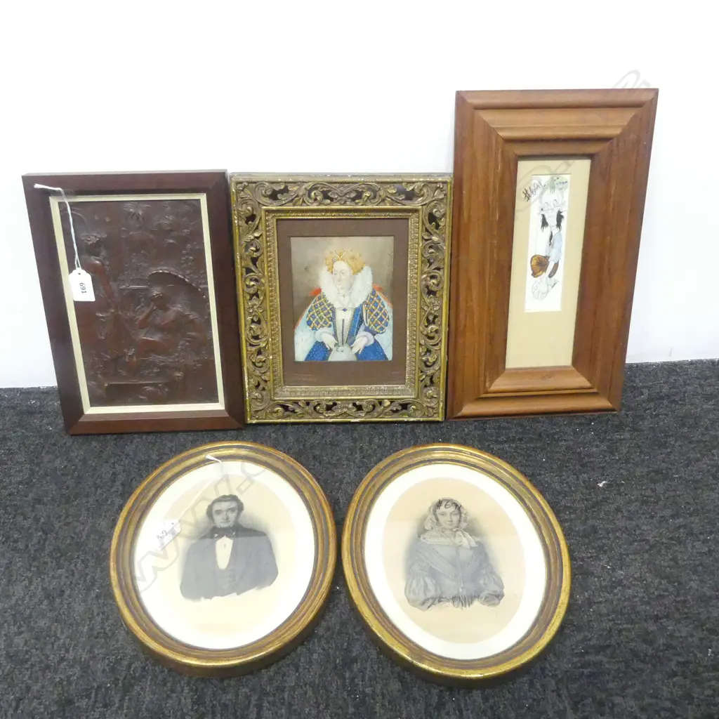 5 FRAMED PRINTS INCLUDING 2 FRAMED DUTCH PORTRAITS 190x130mm Image 1++