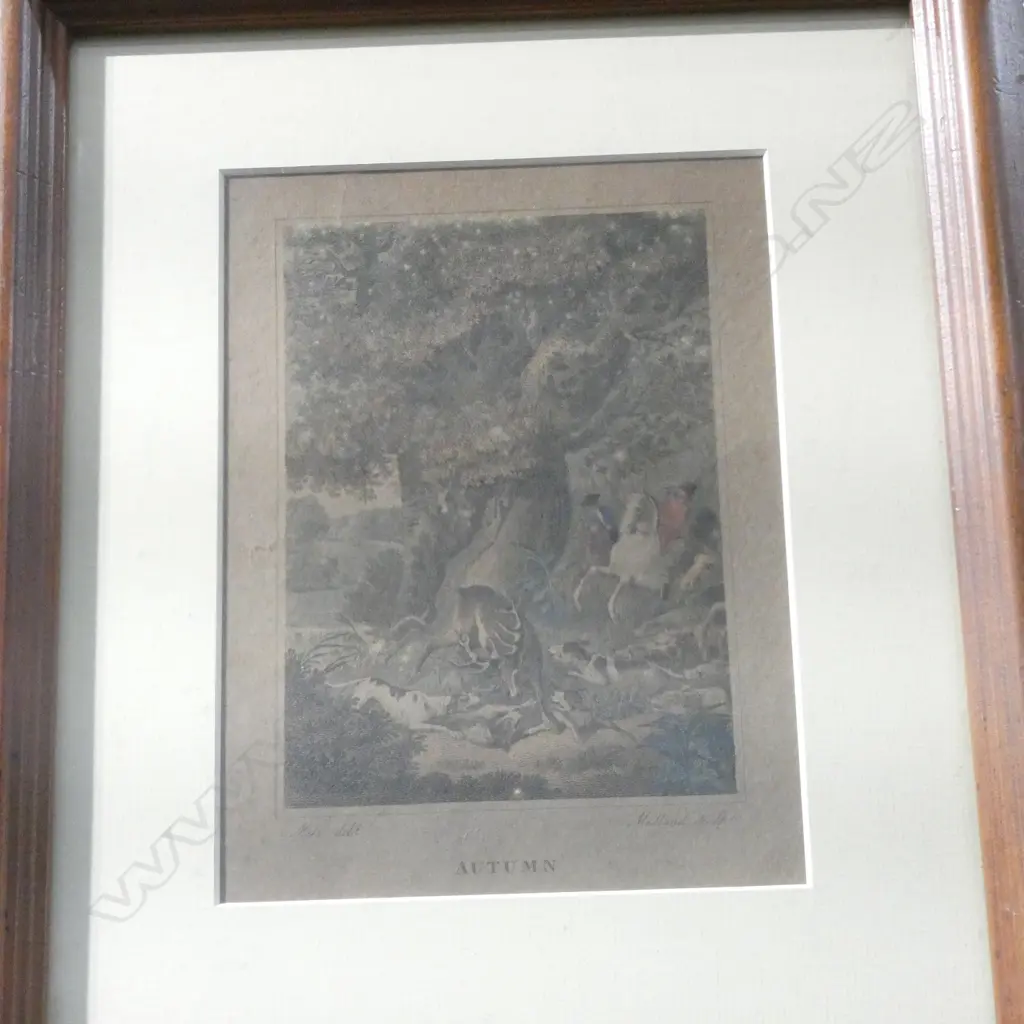 4 PRINTS 4 SEASONS 18THC PROBABLY BOOK ILLUSTRATIONS FRAMED 170X125mm Image 1++