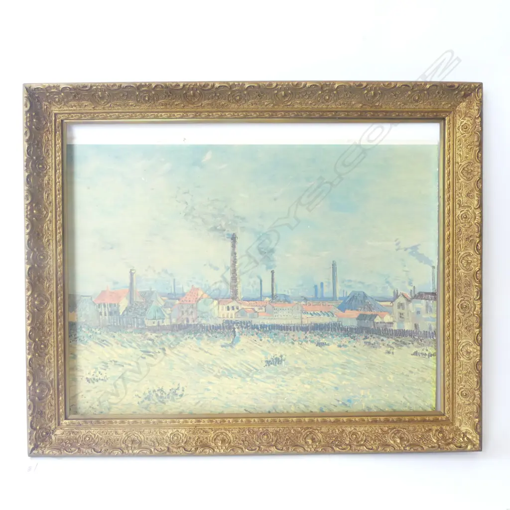 VAN GOGH PRINT 'FACTORIES AT CLICHY' 535x670mm LOOSE IN GILT FRAME 650x800mm overall Image 1++