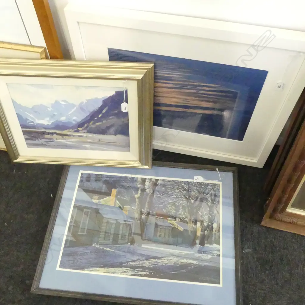 GRAHAM BRINSLEY PRINT, SIGNED PRINT 'SEASCAPE II' & ORIGINAL OIL OF QUEENSTOWN SIGNATURE INDISTINCT  Image 1++