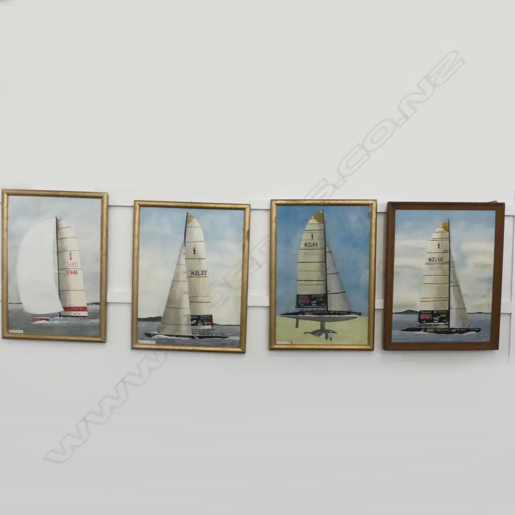 D. BLAKE, 4 AMERICAS CUP YACHT ARTWORKS, ACRYLIC ON BOARD, 2000 620x415mm Image 1++