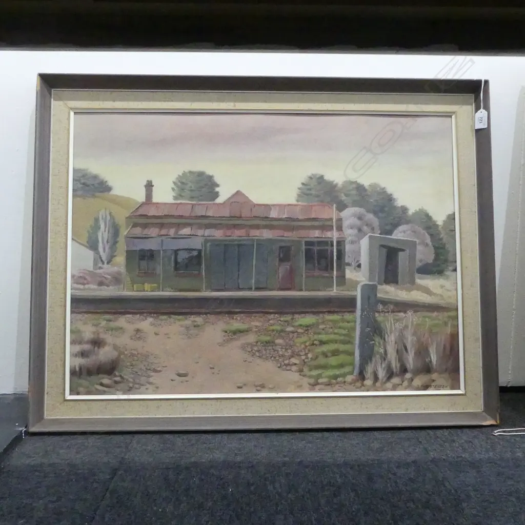 J. CHRISTENSEN, OLD RAILWAY STATION, ACRYLIC ON BOARD 535x735mm Image 1++