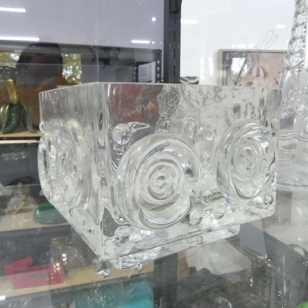 HEAVY GLASS MID-CENTURY DESIGN VASE H.125mm Image 1++