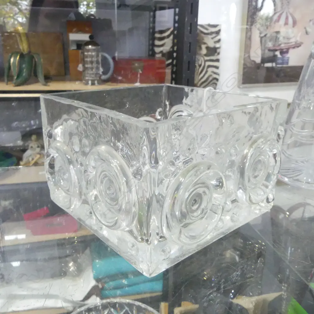HEAVY GLASS MID-CENTURY DESIGN VASE H.125mm Image 1++