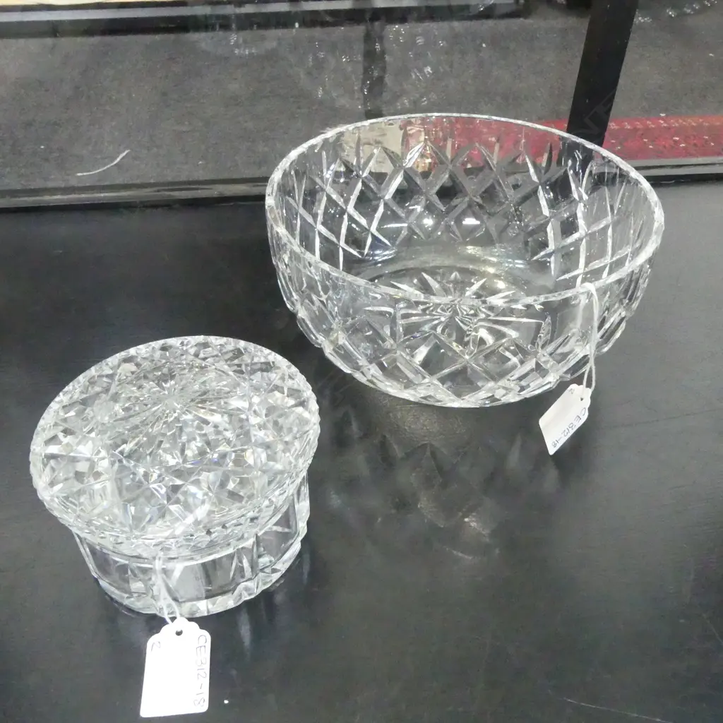 WEBB & CORBETT CRYSTAL BOWL Dia.200mm & LIDDED DISH Image 1++