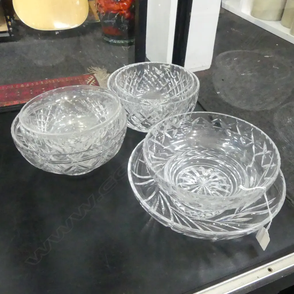 7 CRYSTAL BOWLS LARGEST 250mm dia Image 1++
