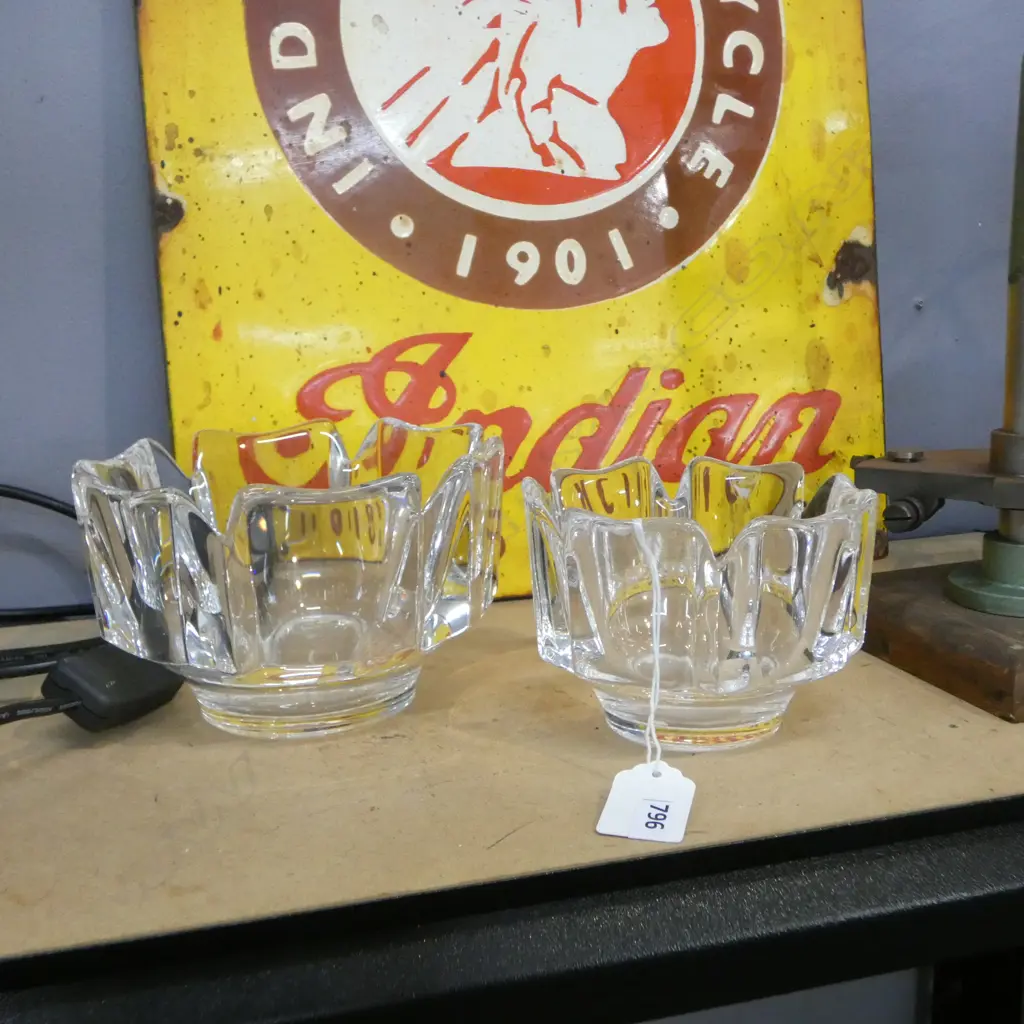 2 ORREFORS CRYSTAL BOWLS 115,145mm dia Image 1++