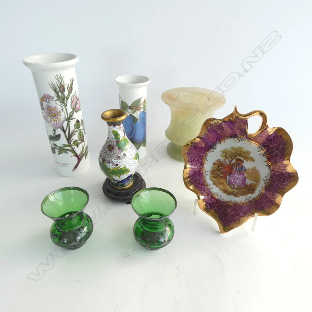 ASST. INCLDS; CLOISONNE VASE & ALABASTER CANDLESTICK Image 1++