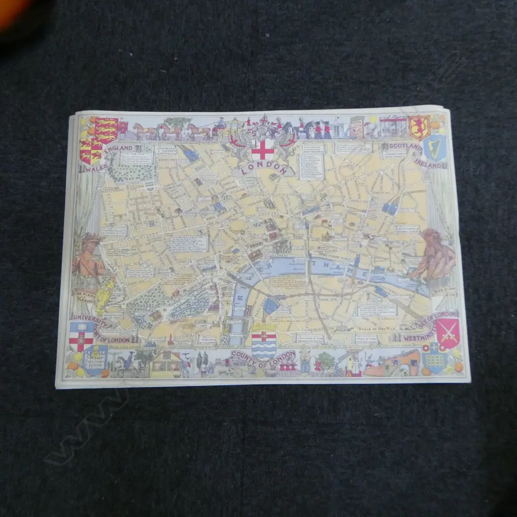 4 UNFRAMED VINTAGE STYLE MAPS; OLD MAP OF LONDON, WORLD, LONDON UNDERGROUND & SCHOOL ROOM MAP OF THE BRITISH ISLES Image 1++