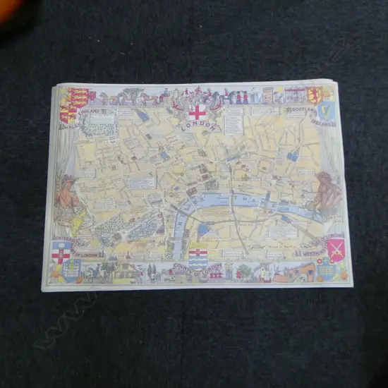 4 UNFRAMED VINTAGE STYLE MAPS; OLD MAP OF LONDON, WORLD, LONDON UNDERGROUND & SCHOOL ROOM MAP OF THE BRITISH ISLES