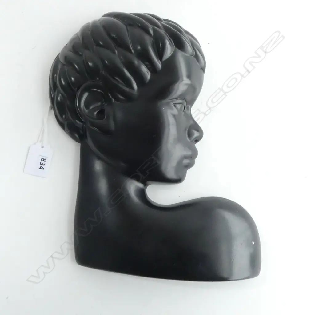 BLACK AFRICAN-TYPE SILHOUETTE 1960s WALL FIGURE H.270mm, slight frit to ear Image 1++
