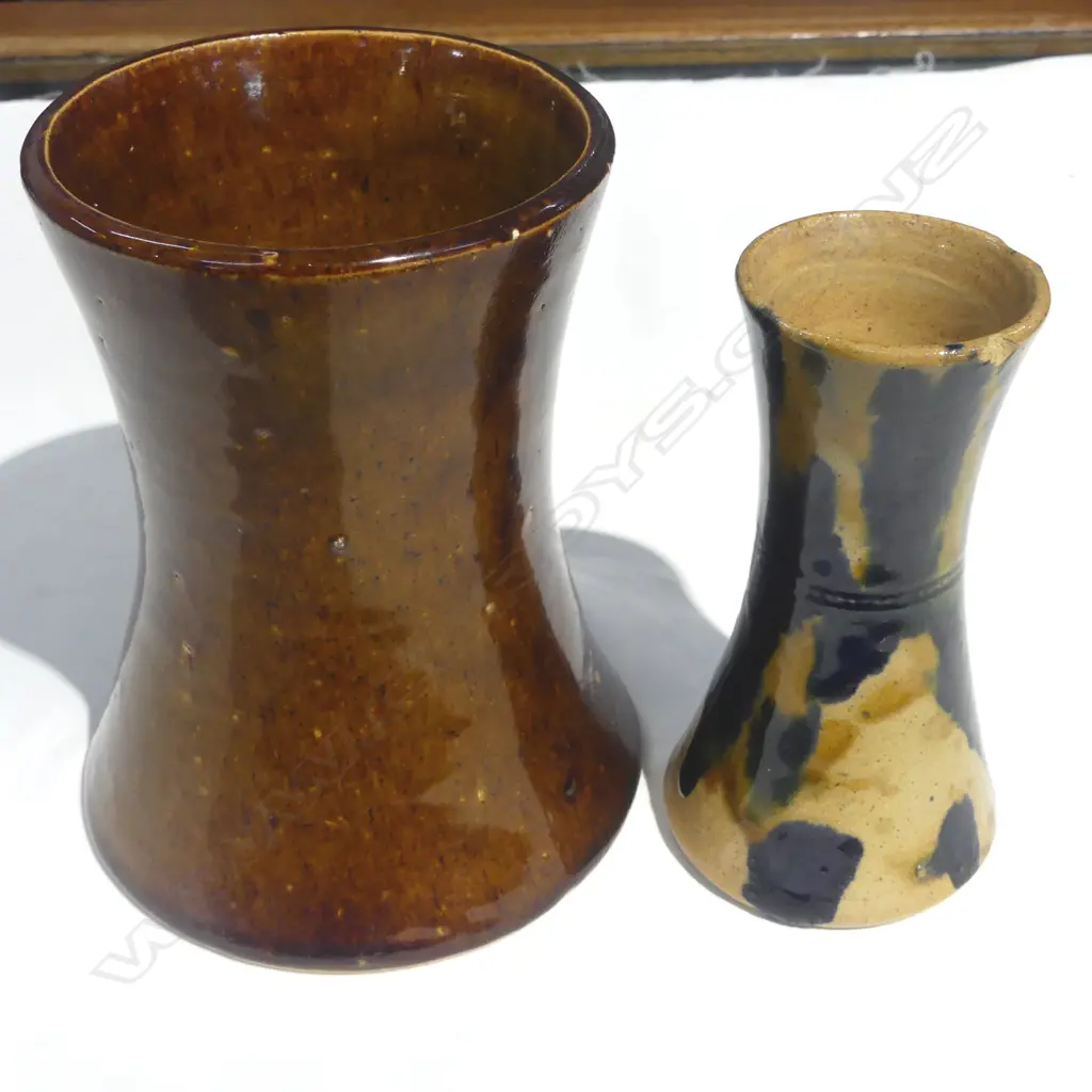 LUKE ADAMS (1939-1959) CERAMIC VASE, H.155mm + CHRISTCHURCH BRICK COMPANY VASE (SMALL CHIP) H.135mm Image 1++