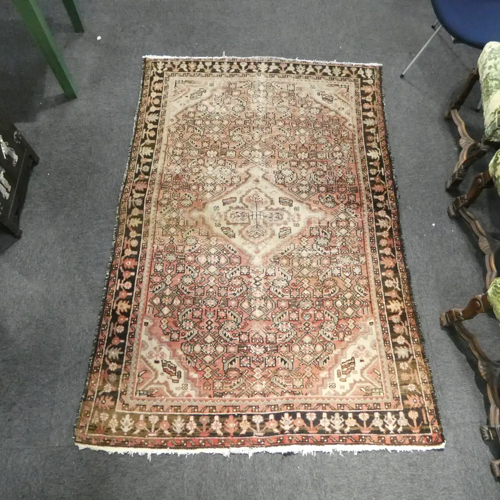 HAND KNOTTED WOOL PILE RUG 2050x1330mm WORN Image 1++