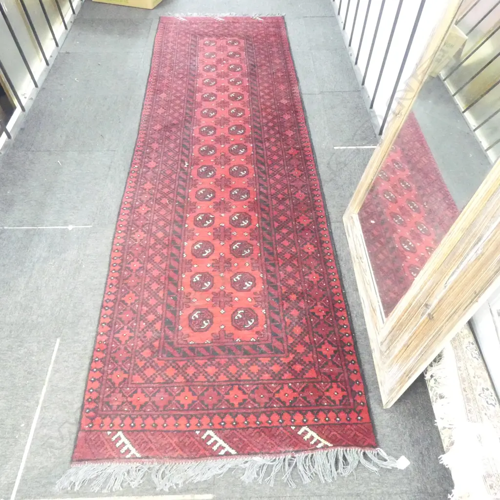 HAND KNOTTED AFGHAN BALUCHI ALL WOOL RUNNER 2950 x 810mm Image 1++