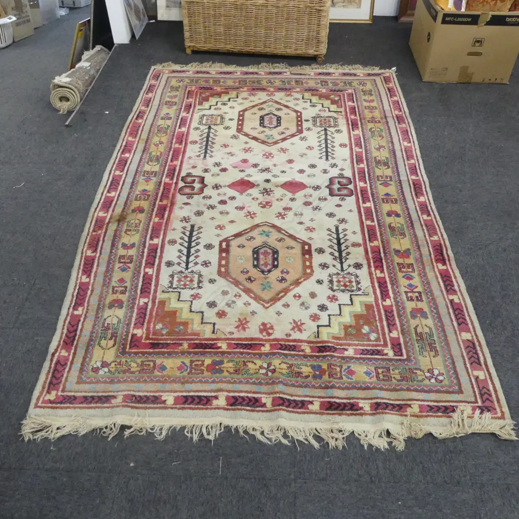 HAND KNOTTED WOOL PILE RUG 2400x1570mm MARKS Image 1++