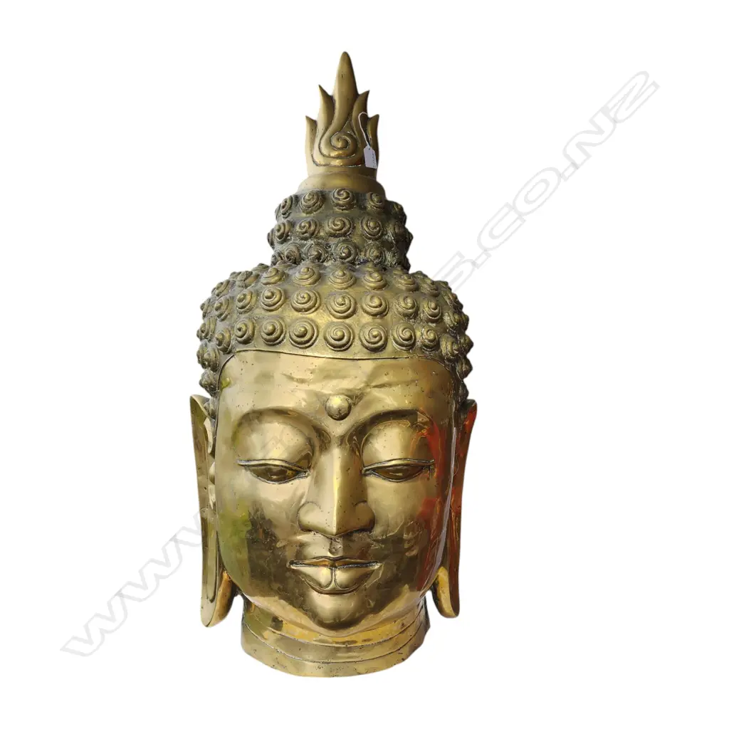 MASSIVE BRASS BUDDHA HEAD H.1020mm Ex. Monsoon Poon restaurant. Image 1++