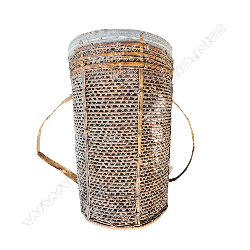 VINTAGE CANE FISH TRAP (TOP MISSING) H.525mm Image 1++