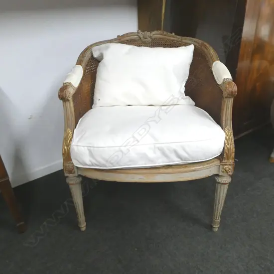 FRENCH STYLE CANED ARMCHAIR