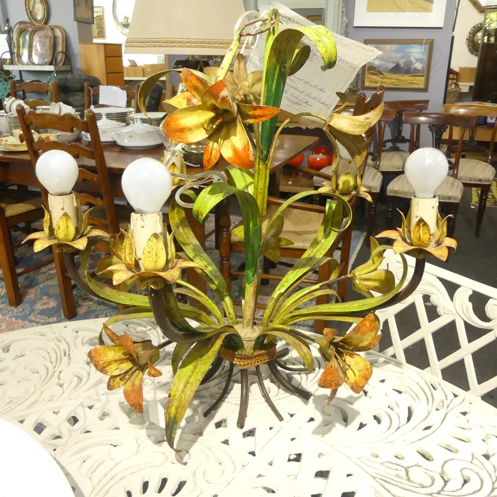 FRENCH PROVINCIAL CHANDELIER FROM THE LOIRE VALLEY, c1950; With receipt from Yvonne Sanders Antiques of $550, H.640mm Image 1++