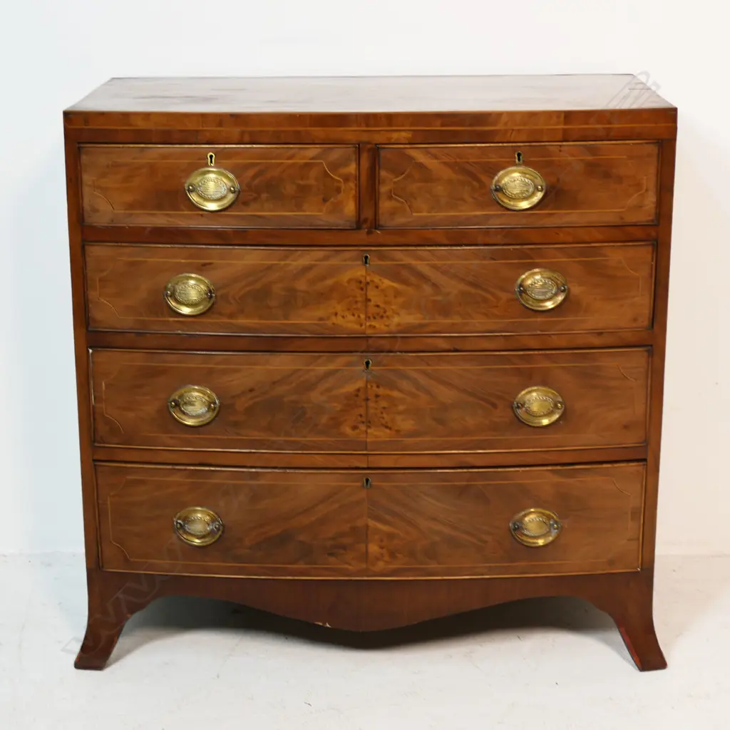 SMALL PROPORTION GEORGIAN BOW FRONT CHEST OF DRAWERS 920x460x860mm Image 1++