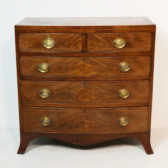 SMALL PROPORTION GEORGIAN BOW FRONT CHEST OF DRAWERS 920x460x860mm