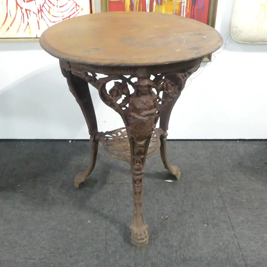 VICTORIAN CAST IRON PUB TABLE Image 1++