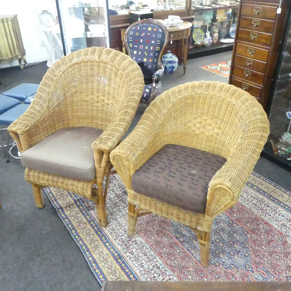 PR WOVEN CANE PATIO ARMCHAIRS Image 1++