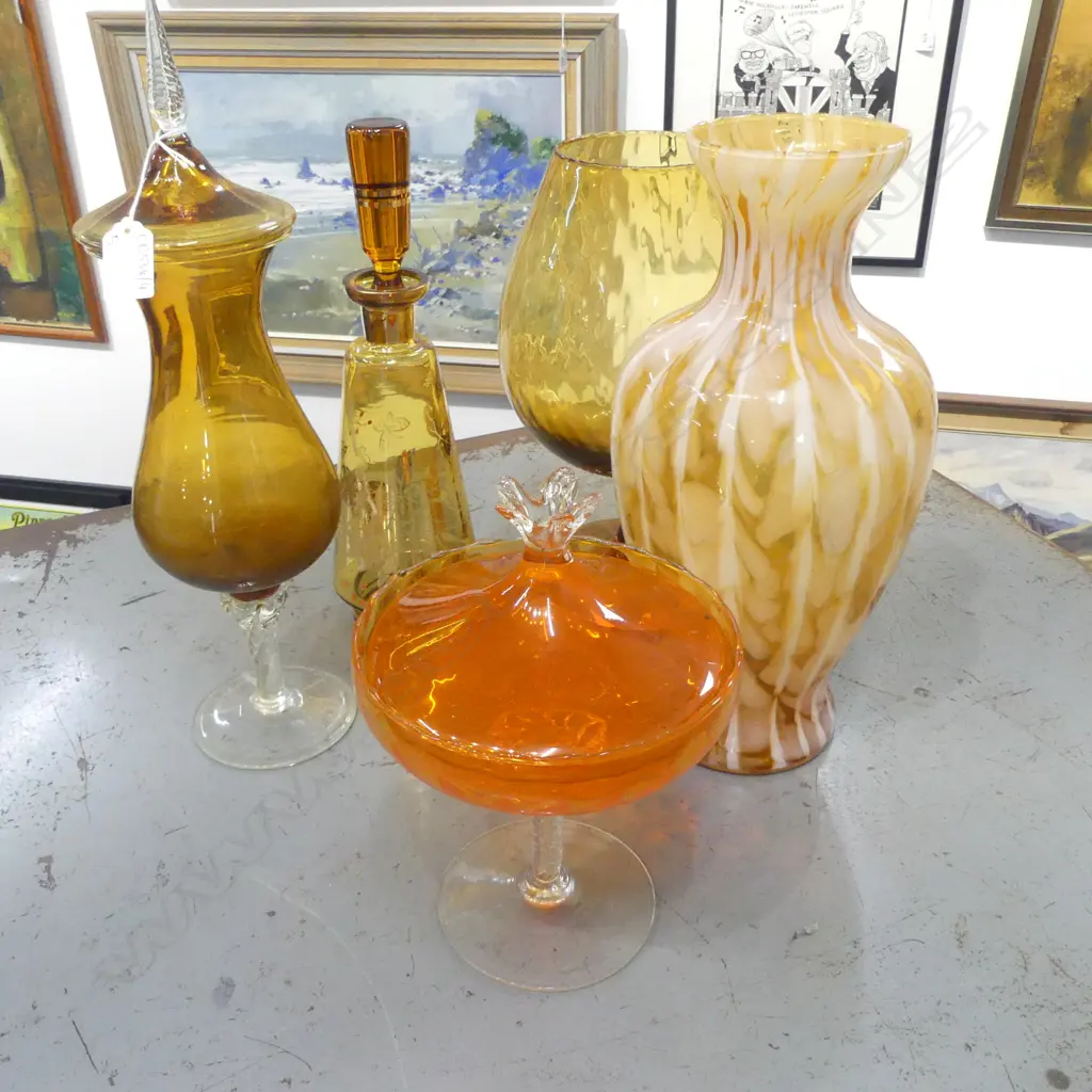 5 PCES ORANGE ART GLASS H.410mm Image 1++