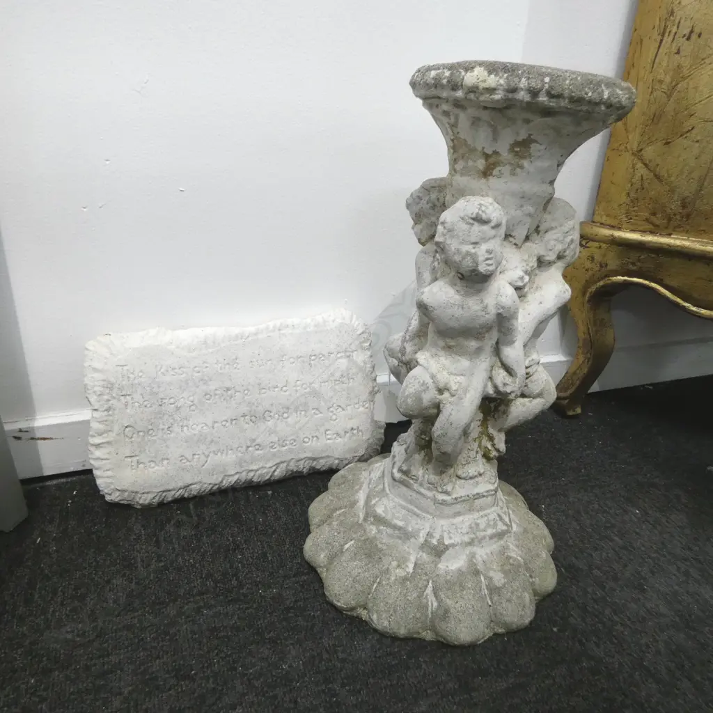 CONCRETE GARDEN PLINTH H.420mm + PLAQUE 180x330mm Image 1++