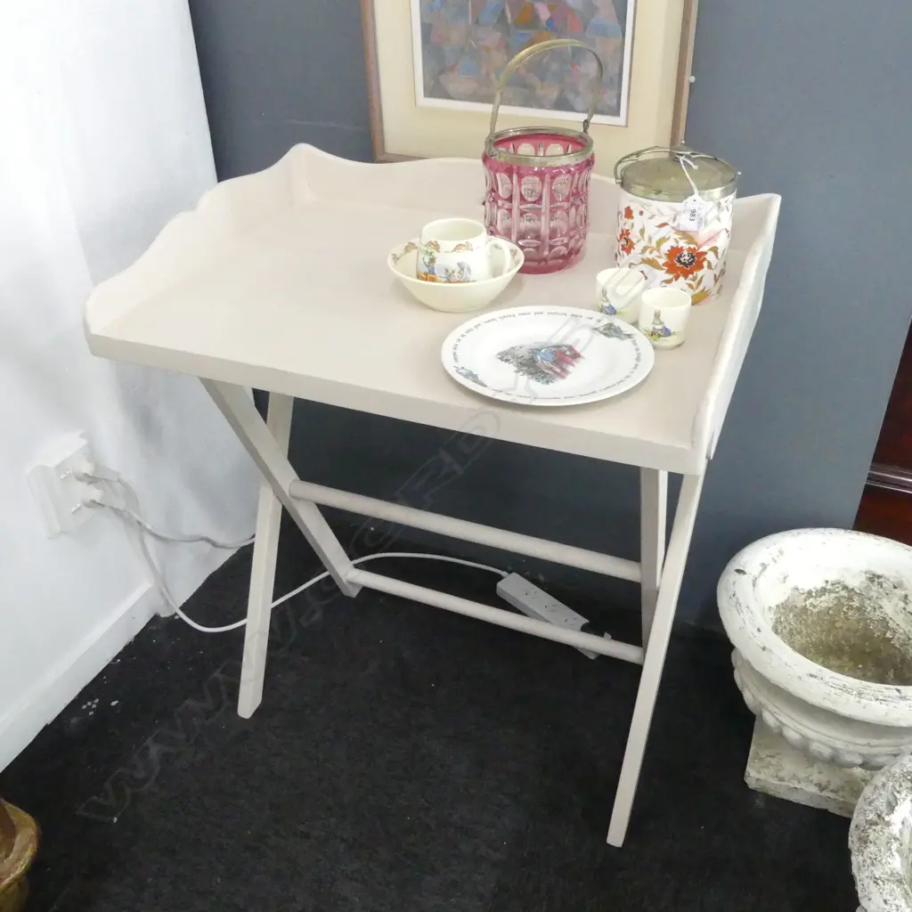 PAINTED WOODEN FOLDING TRAY TABLE 650x450mm Image 1++