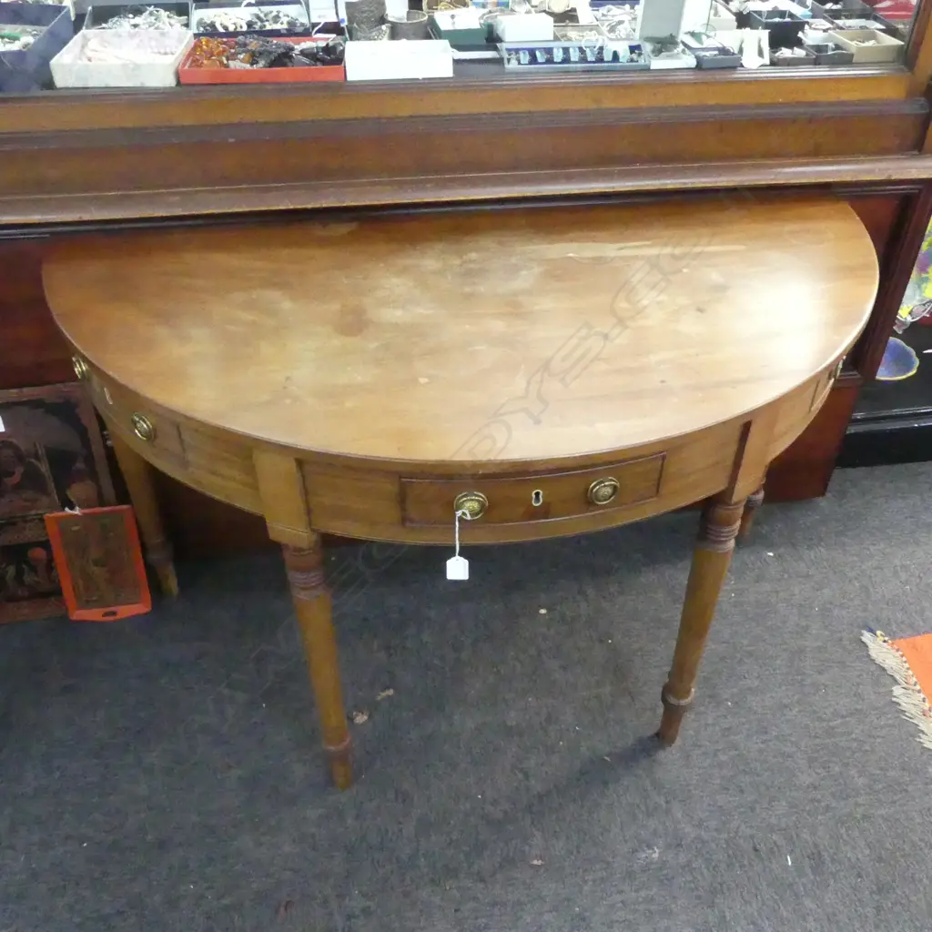 MAHOGANY DEMI LUNE TABLE (TOP MARKED) 1210x600x720mm Image 1++