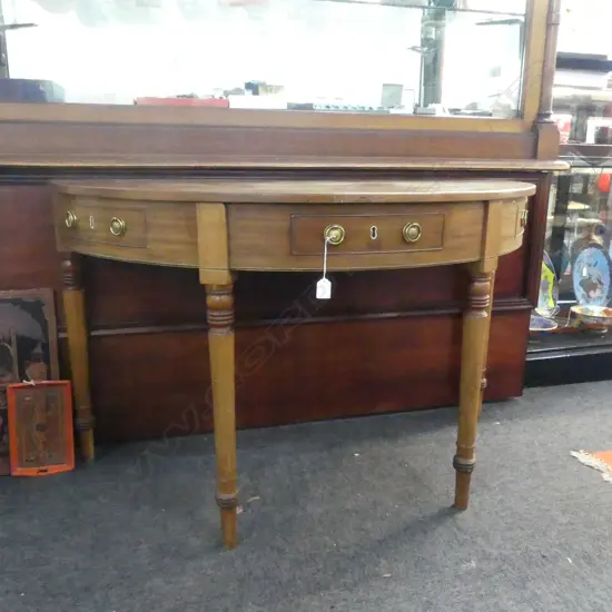 MAHOGANY DEMI LUNE TABLE (TOP MARKED) 1210x600x720mm