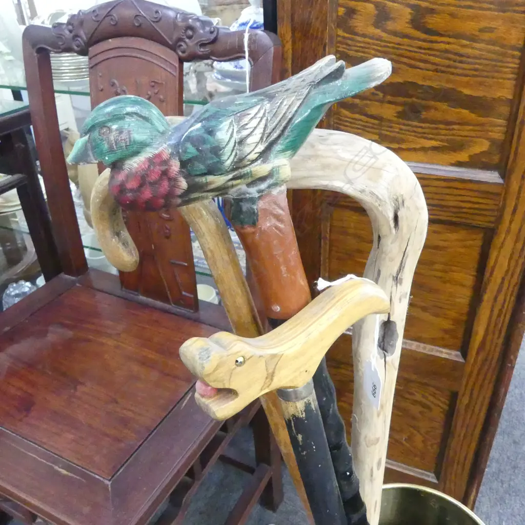5 WALKING STICKS IN BRASS STAND H.515mm Image 1++