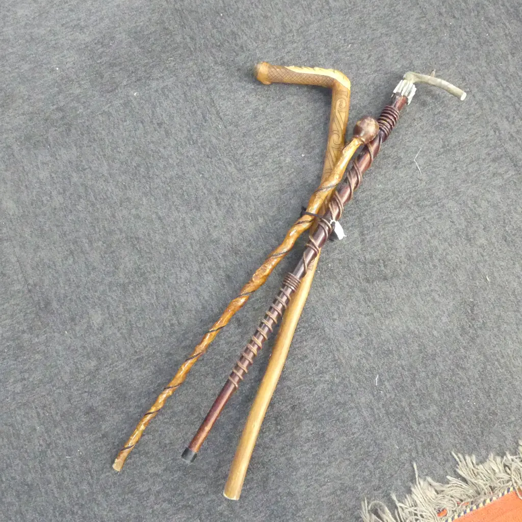3 WOODEN WALKING STICKS Image 1++