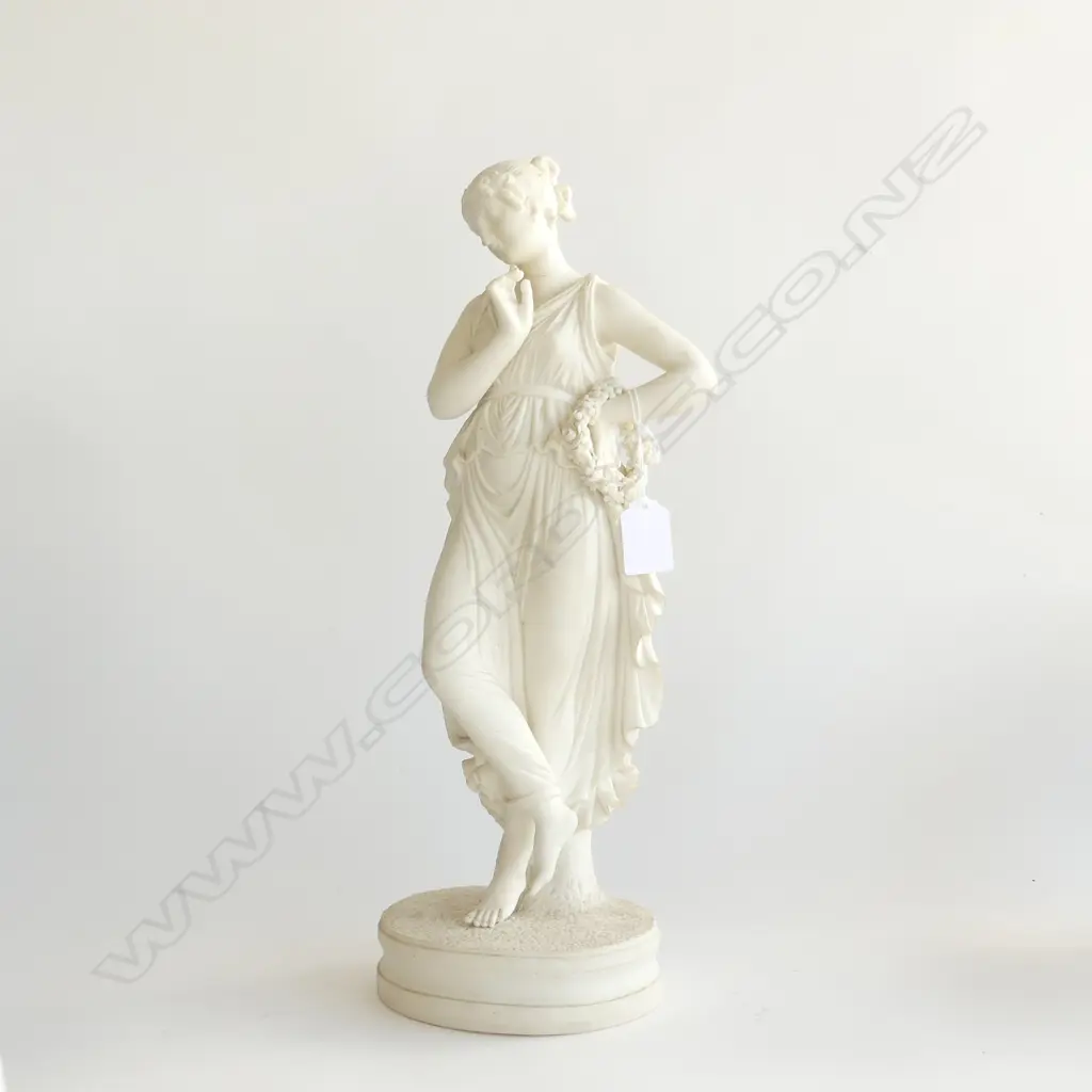VICTORIAN PARIAN FIGURE WOMAN WITH FLORAL WREATH A.F. H.410mm Image 1++
