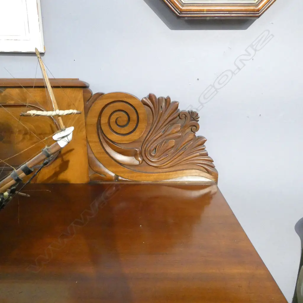 WILLIAM IV TWIN PEDESTAL SIDEBOARD; FLAME MAHOGANY some veneer losses 1830x580x1400mm Image 1++