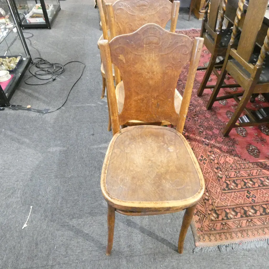 5 JOSEF HOFMANN BENTWOOD CHAIRS w. PRESSED PANEL DESIGN Image 1++
