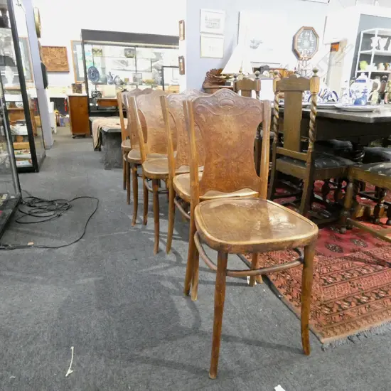 5 JOSEF HOFMANN BENTWOOD CHAIRS w. PRESSED PANEL DESIGN