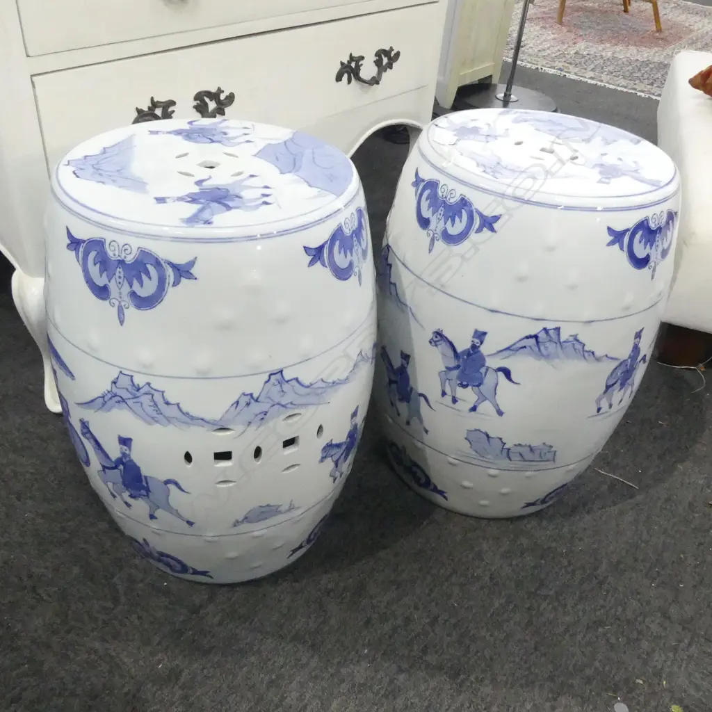 PR B/W ORIENTAL GARDEN DRUM STOOLS H.475mm Image 1++
