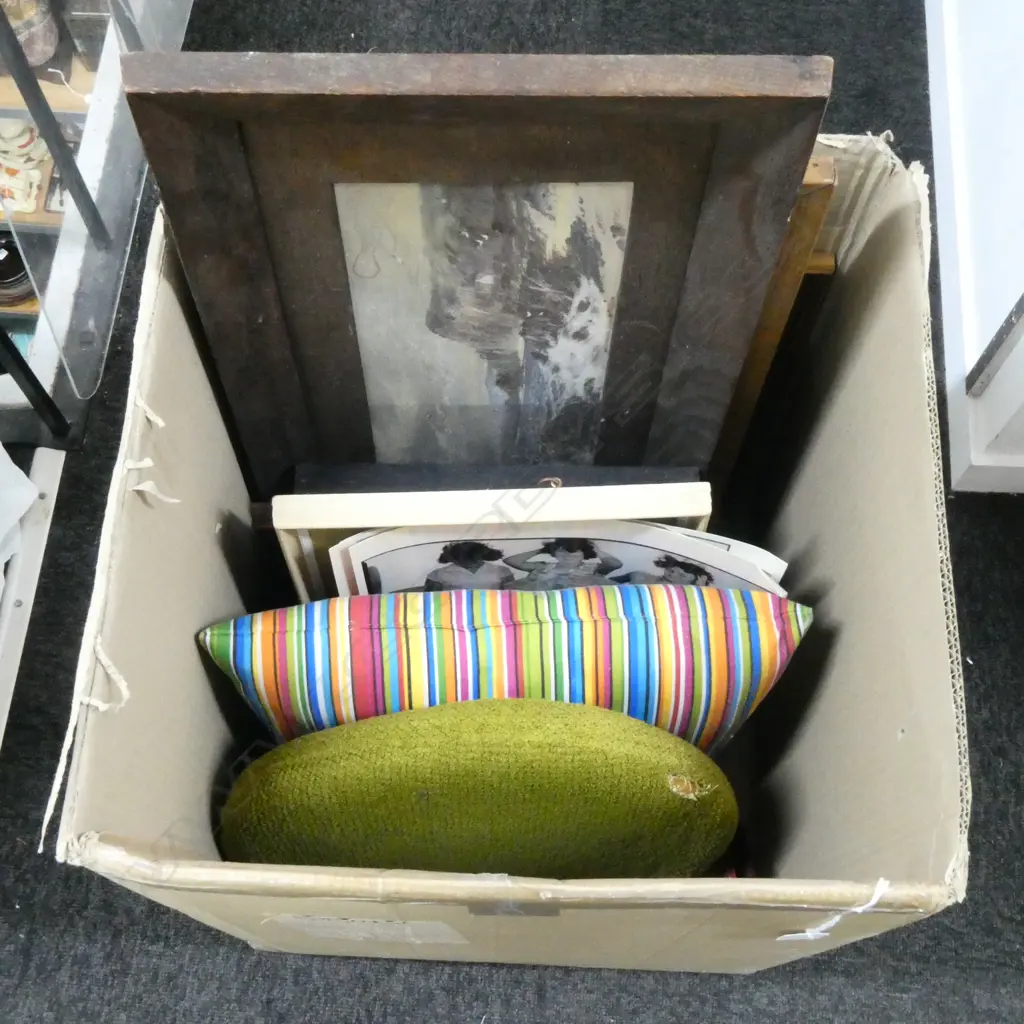ASST. FRAMED WORKS, PHOTOGRAPHIC WORKS, 2 CUSHIONS, etc Image 1++