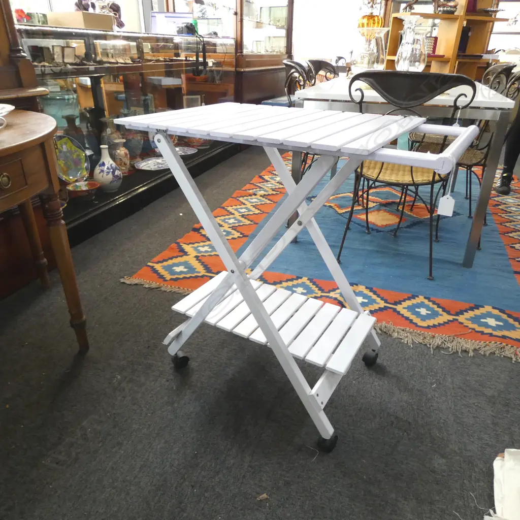 SLATTED WOODEN FOLDING TROLLEY 745x470x770mm Image 1++