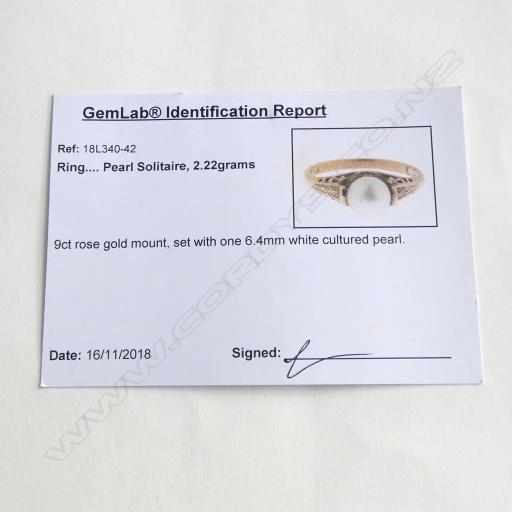 9ct ROSE GOLD PEARL SOLITAIRE RING, 2.22gm SIZE M1/2 Image 1++